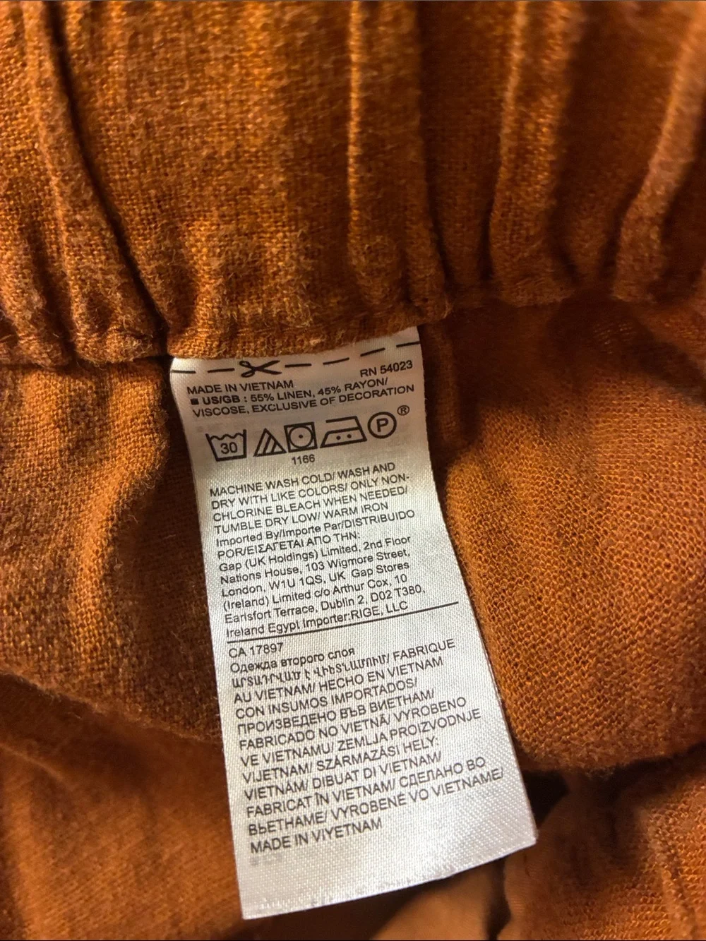 Banana Republic Factory Wide-Leg Linen Blend Pull On Pants Flowy Boho Rust